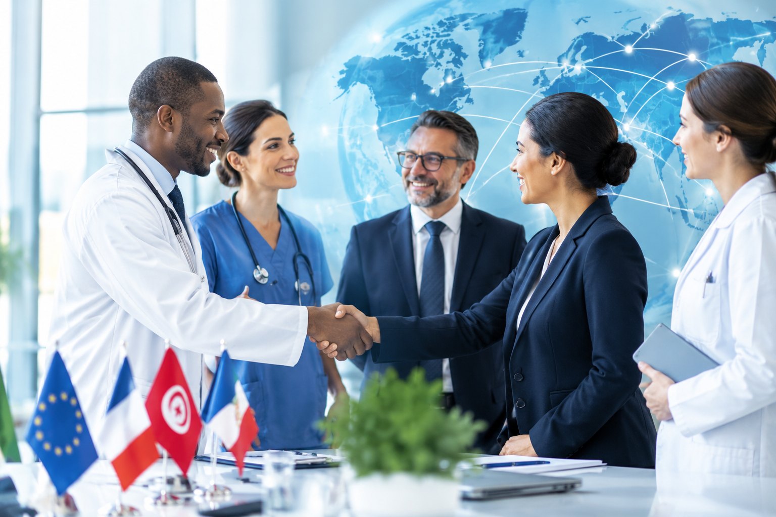 Healthcare partners shaking hands